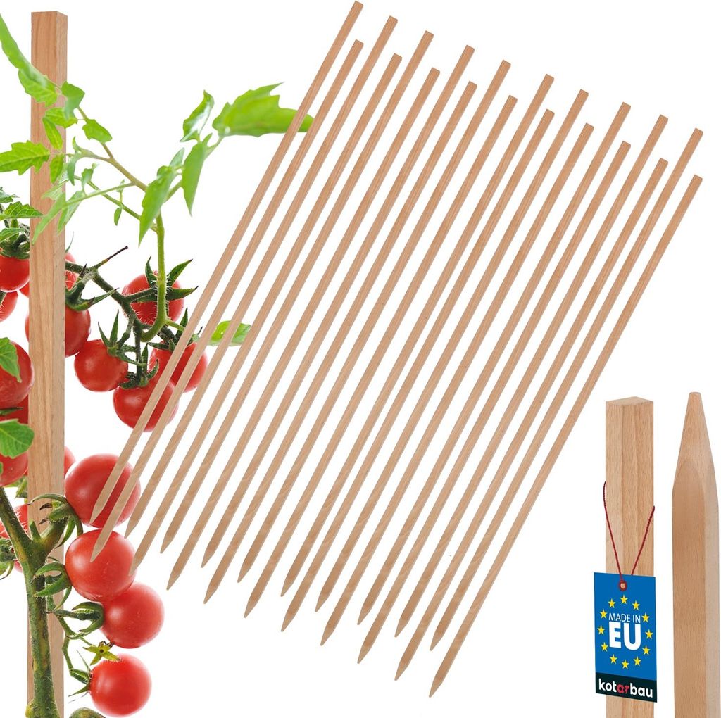 KOTARBAU 20er Set Pflanzstäbe 100cm Tomaten & Gurken Rankhilfe Tomatenstäbe Holzpfähle Holzstäbe Pflanzenstütze Holzpfosten aus Buchenholz ...