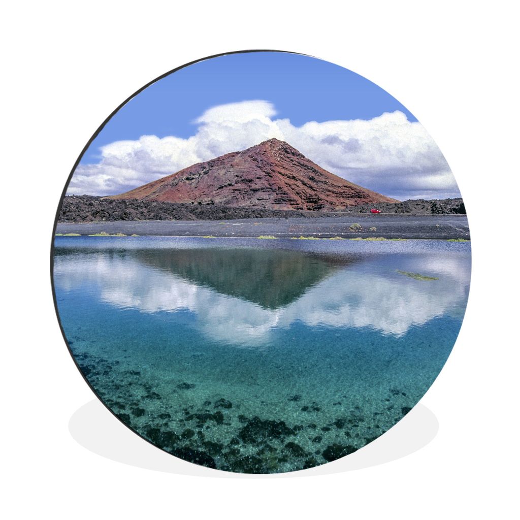 MuchoWow Aluminium Wandkreis Laguna de Janubio auf Lanzarote Ø 60 cm Wanddeko Modern Wohnzimmer - Wand Kreis - Wandbild - Schlafzimmer - Alumini...