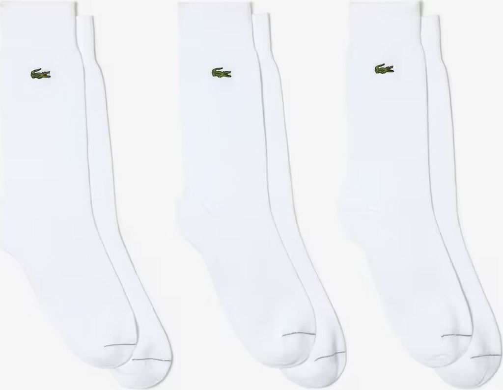 Lacoste 3er Pack Herren Jersey Socken Größe 39 bis 46 Weiß NEU