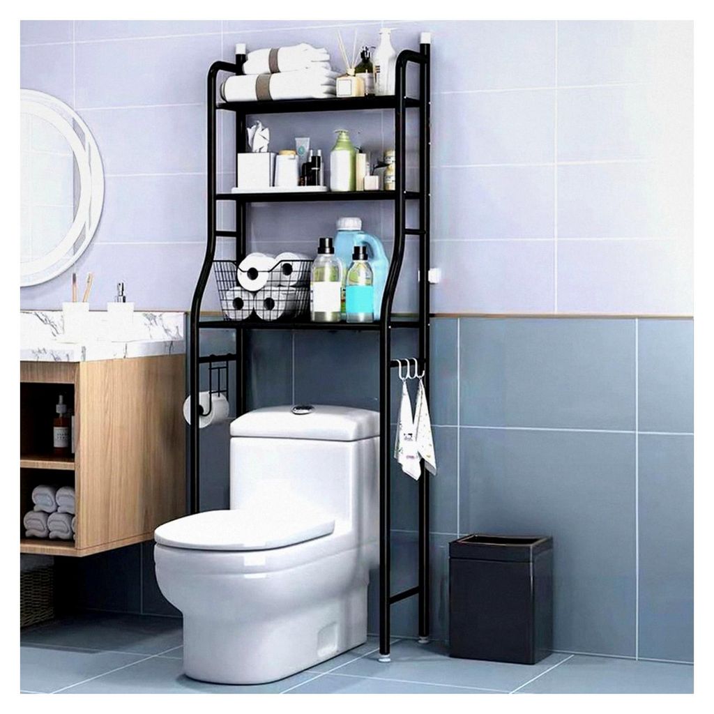 Toilettenregal aus Edelstahl, Badezimmerregal über der Toilette, freistehendes Regal für das Bad ohne Bohren, Waschmaschinenregal, Toilettenschra...
