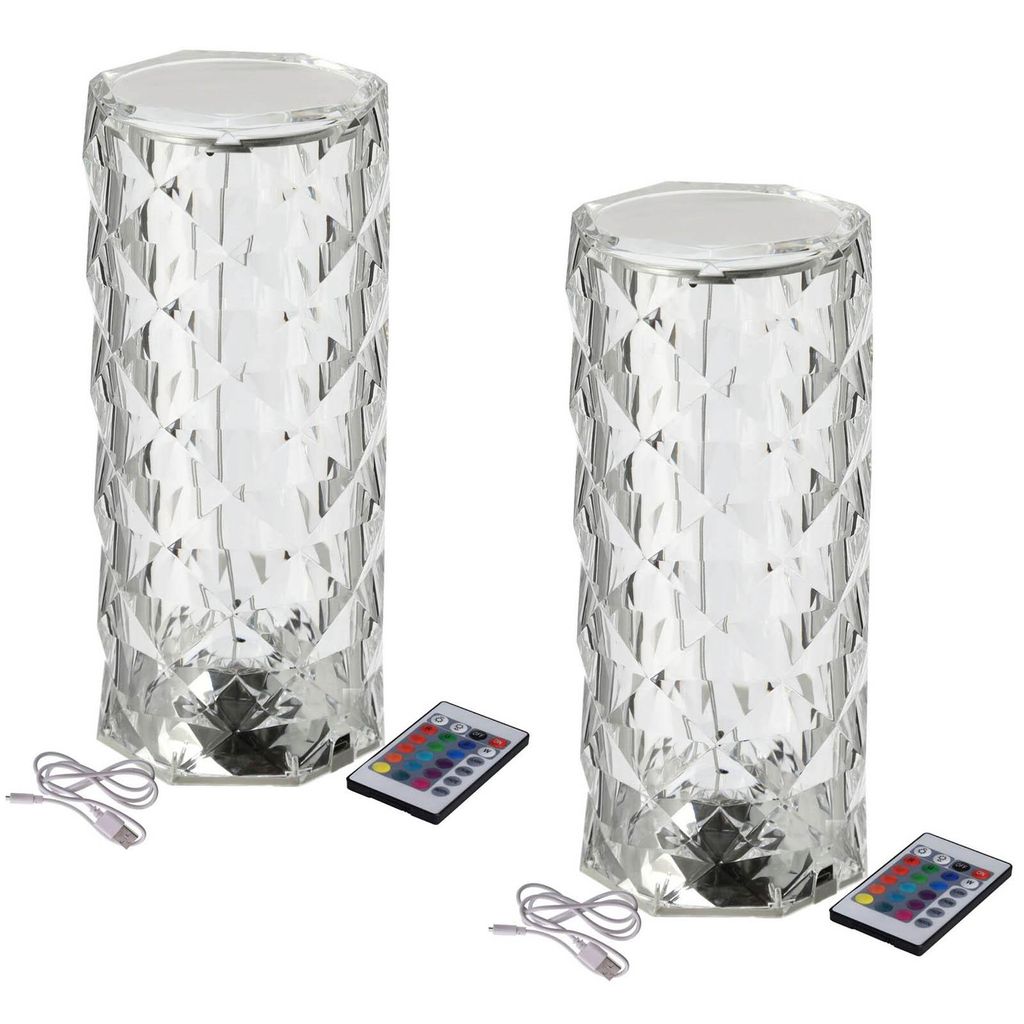 2x Touch LED lampada da tavolo ricaricabile in cristallo Ø Immagine del prodotto 