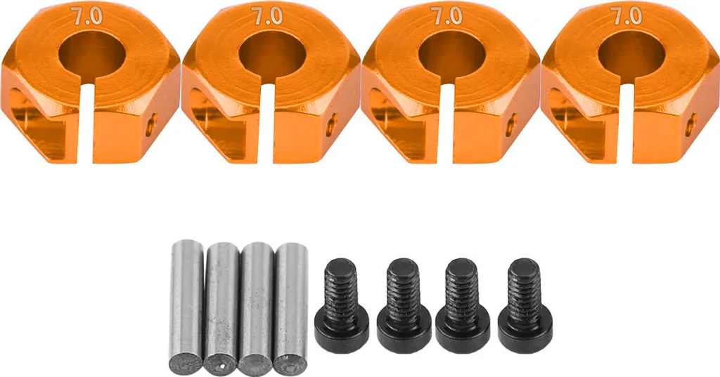adattatore per mozzo ruota esagonale universale da 12 mm per auto RC HSP Sakura 1/10 (7 mm, arancione dorato)