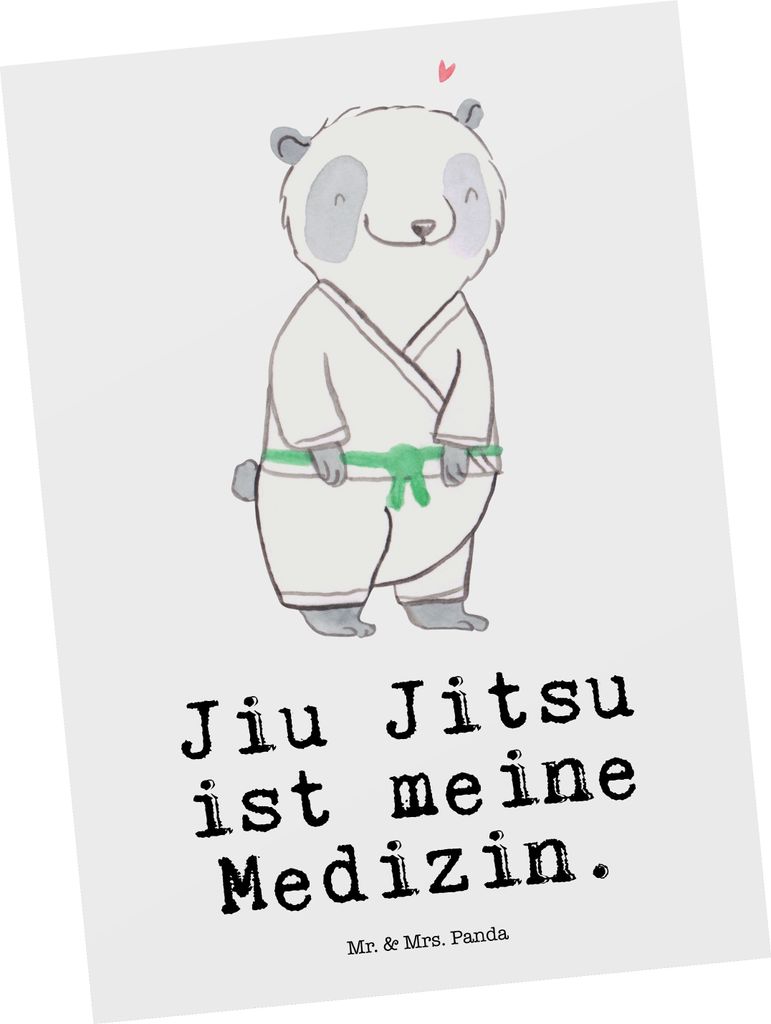 Mr. & Mrs. Panda Postkarte Panda Jiu Jitsu - Weiß - Produktbild 