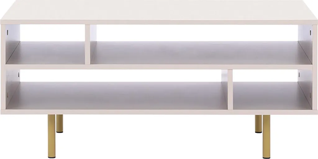 Table basse Monica beige 5 niches de rangement pour salon moderne 100cm