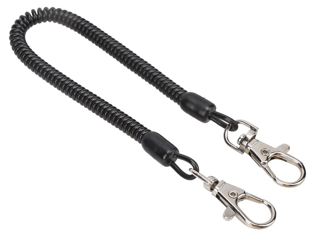 Angeln Coiled Lanyard Kunststoff Camping einziehbares Sicherheitsseil mit Karabinern