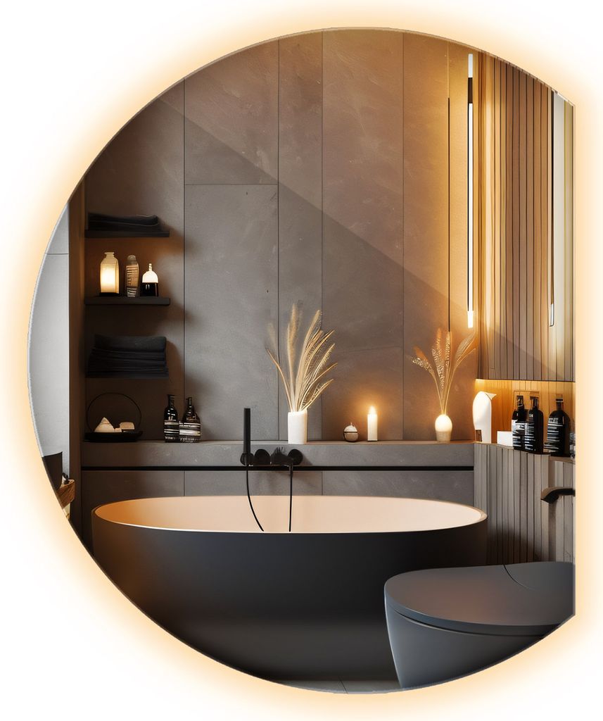 LED Wandspiegel - Modernes Design - Boho - Glamour - Für Wohnzimmer Badezimmer - 63 cm x 70 cm - Warmweiß (3000K)