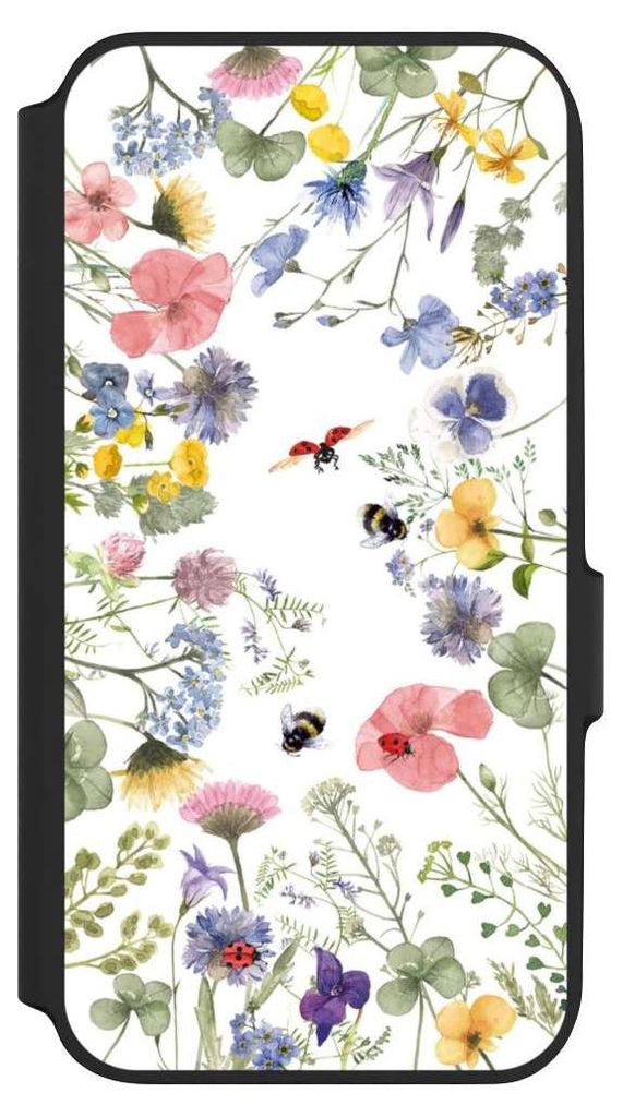 NIVOCASE Klapphülle für Samsung Galaxy A54 5G Handyhülle aus Kunst Leder NIVOflip schwarz Biene Blumen Muster