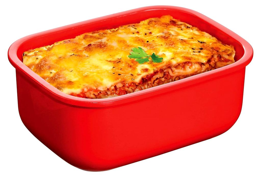 Mikrowellen-Frischhaltedose | rechteckige Vorratsdose mit Deckel | 525 ml | BPA-frei | rot, 14,5 x 11 x 8 cm