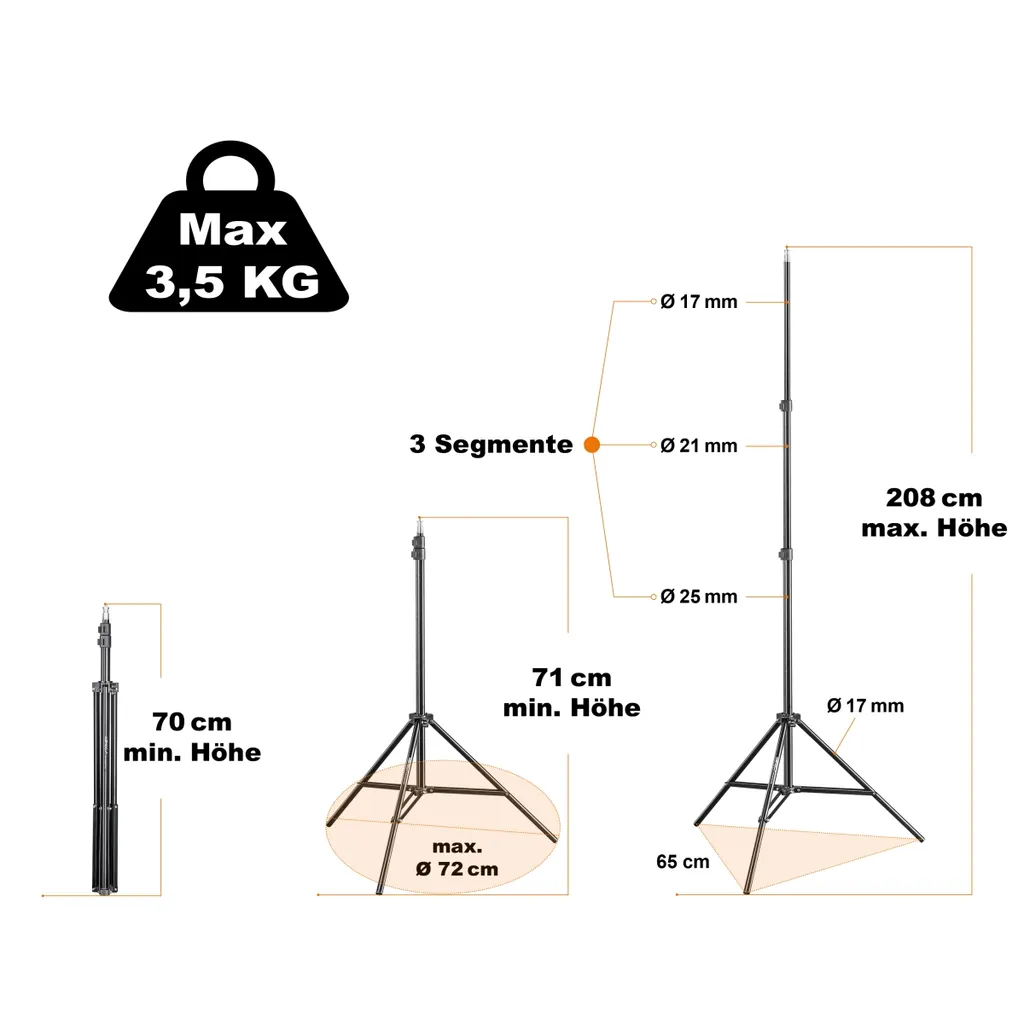 Trépied Walimex WT-803 2m Noir - Solution Stable pour Flash et LED - 9