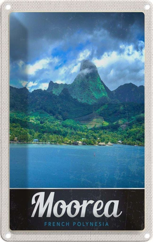 vianmo Blechschild 18x12 cm Moorea Französisch-Polynesien Insel Bildmotiv Reisemotiv Abenteuer Reisen Urlaub