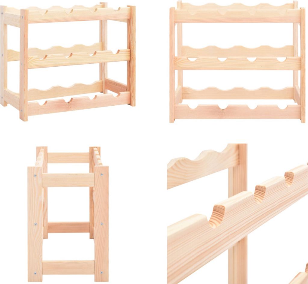 vidaXL Weinregal für 12 Flaschen Kiefernholz - Weinregal - Weinregale - Flaschenhalter - Flaschenregal