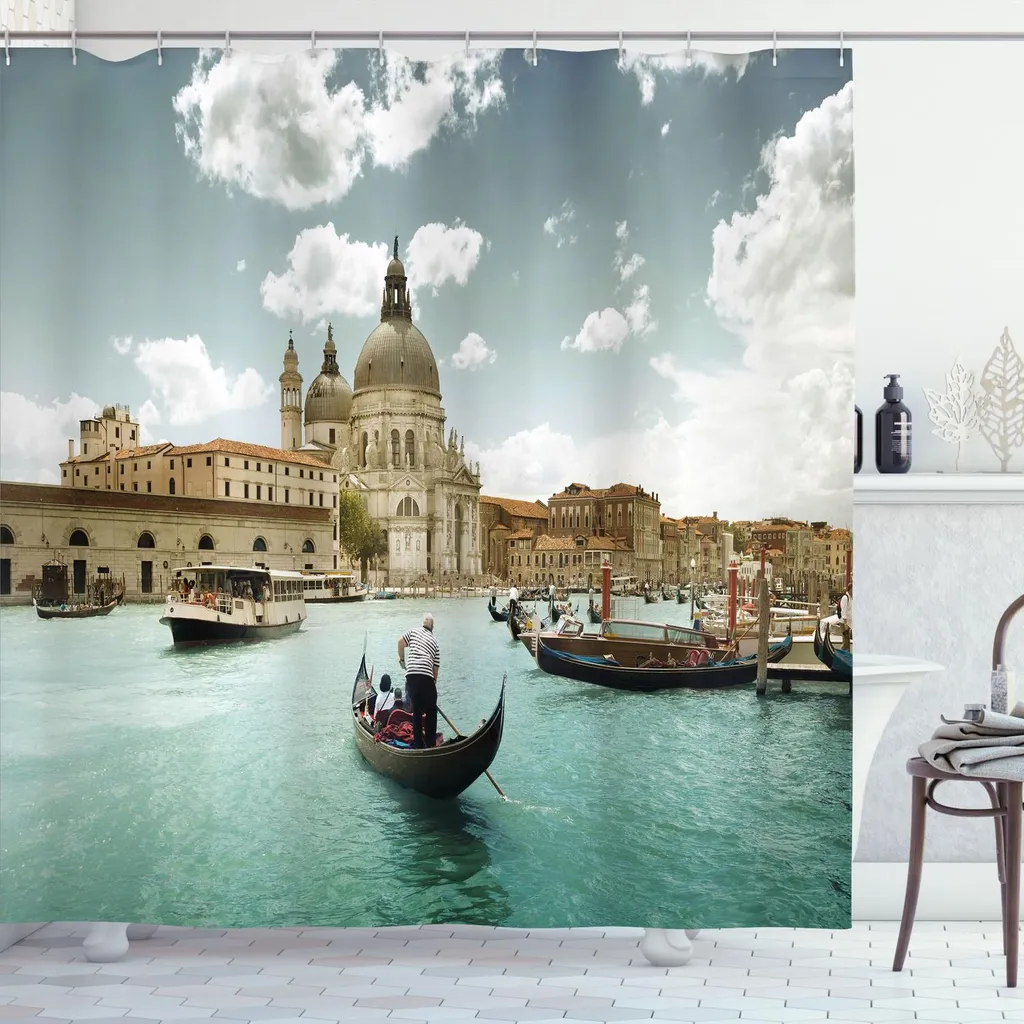 Tenda da Doccia 175x200 Venezia ABAKUHAUS - Design Turchese e Grigio