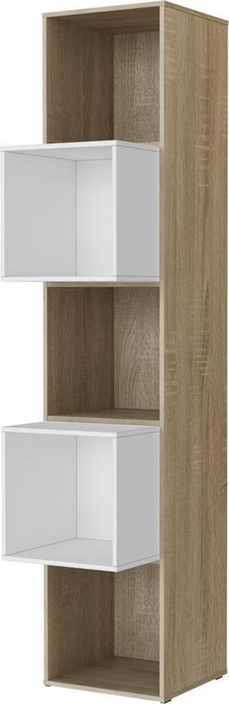 SMARTBett Standregal, Würfelregal für Wohnzimmer, Kinderzimmer, Schlafzimmer und Büro | Regal Eiche Sonoma + 2 Würfel Weiss