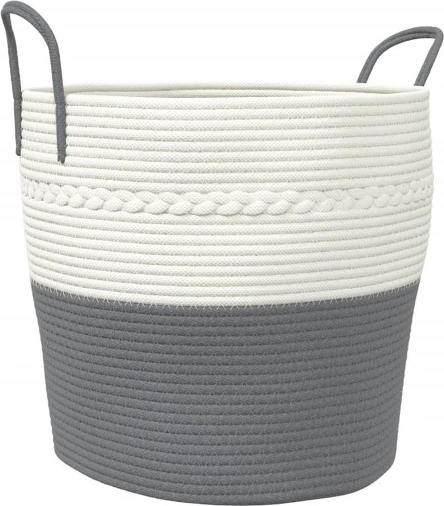 vidaXL Aufbewahrungskorb Grau und Weiß Ø43x38 cm Baumwolle