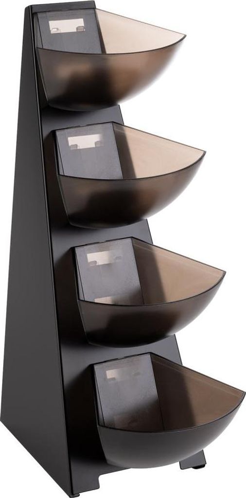 APS 11414 Gestell MULTI RACK, 4-stufig, Gestell aus Edelstahl, Schütten aus Kunststoff (ABS) je 1 Liter, 19 x 31 cm, Höhe 53 cm, Germany, schwarz...