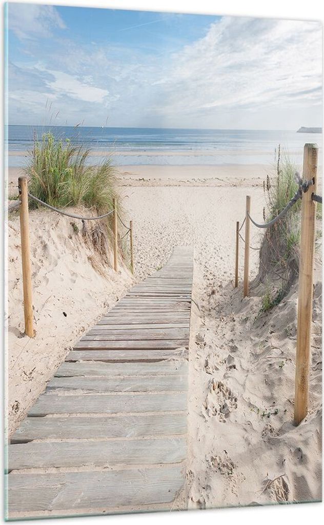 Bilder auf glas - Einteilig - Strand Düne Eintritt - 70x100cm - Glasbilder - Wandbilder - Bilder - zum Aufhängen bereit - Wanddekoration aus Glas...