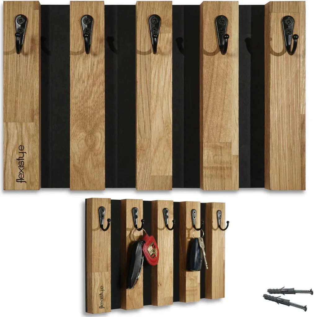 Portemanteau mural pour chambre d'enfant et hall en chêne 30cm