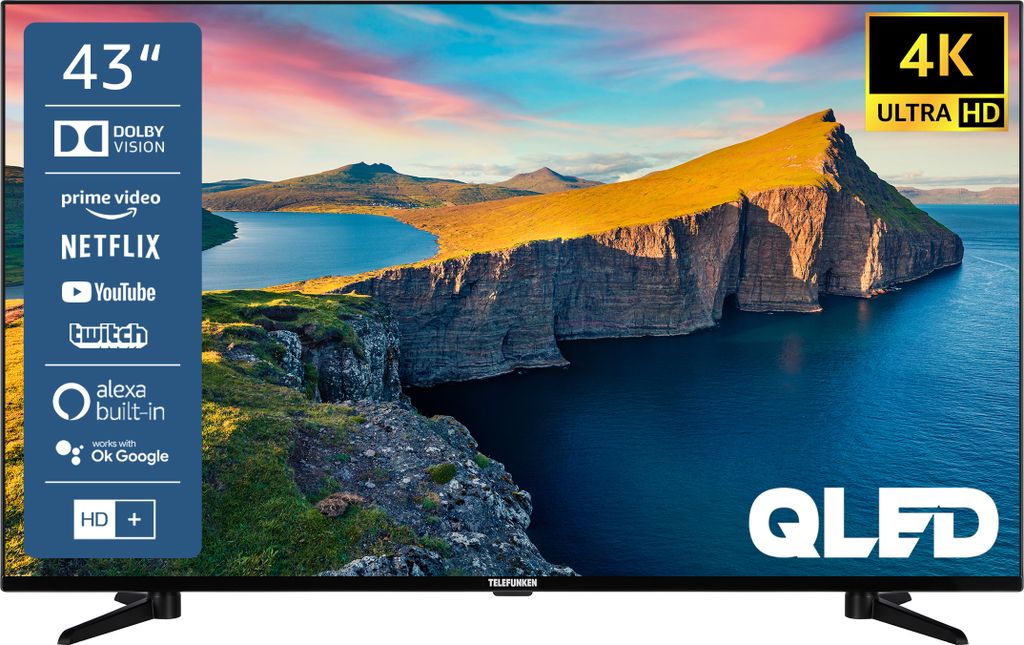 Telefunken QU43K800 43 Zoll QLED Fernseher / Smart TV (4K UHD, HDR Dolby Vision, Triple-Tuner, HD+)