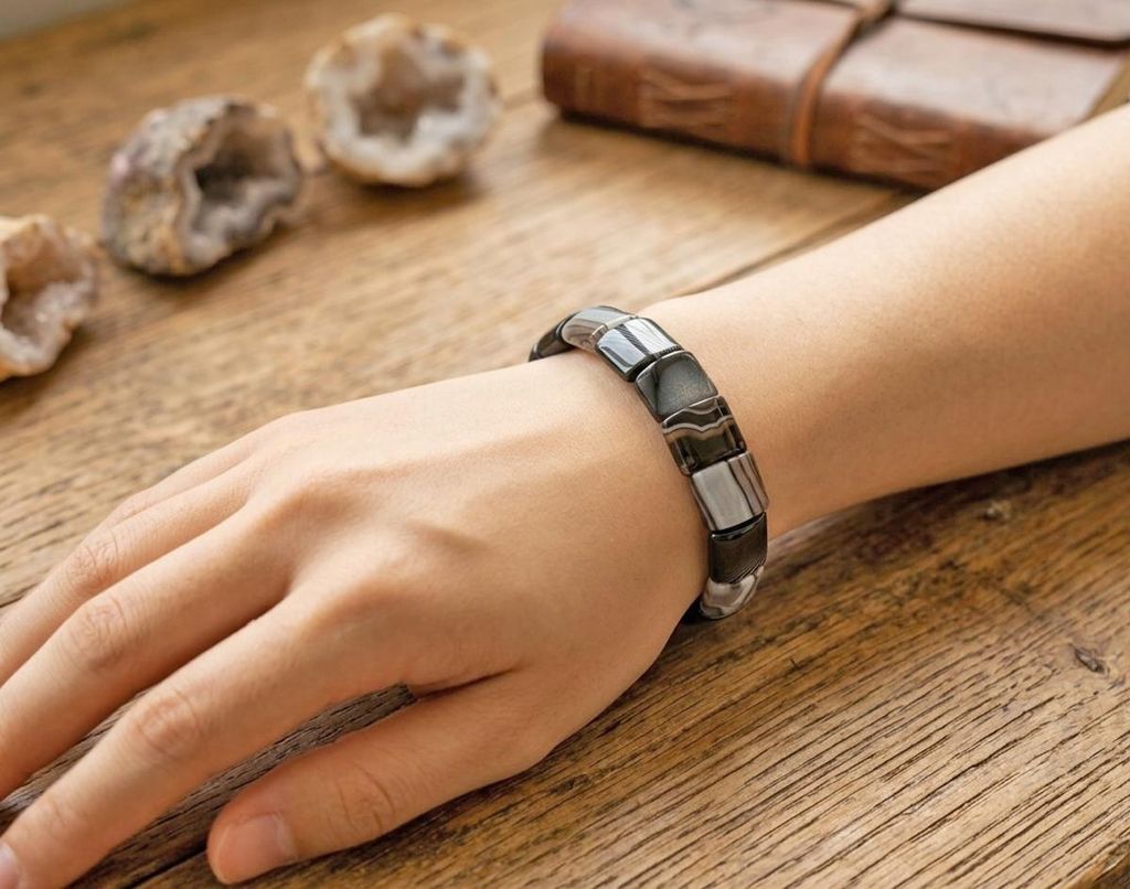 Achat Armband schwarz weiße Achat Edelsteine 210ct 21