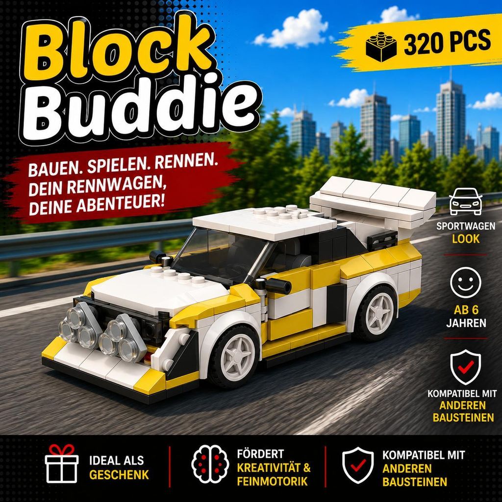 BlockBuddie™ S1 Quattro inspirierter Sportwagen – 320 Teile Produktbild 