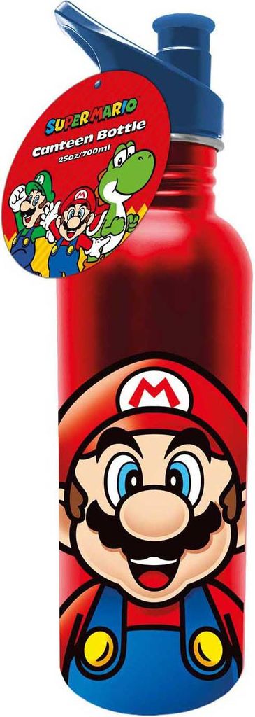 Super Mario Metall Trinkflasche 700ml - Wasserflasche für Kinder