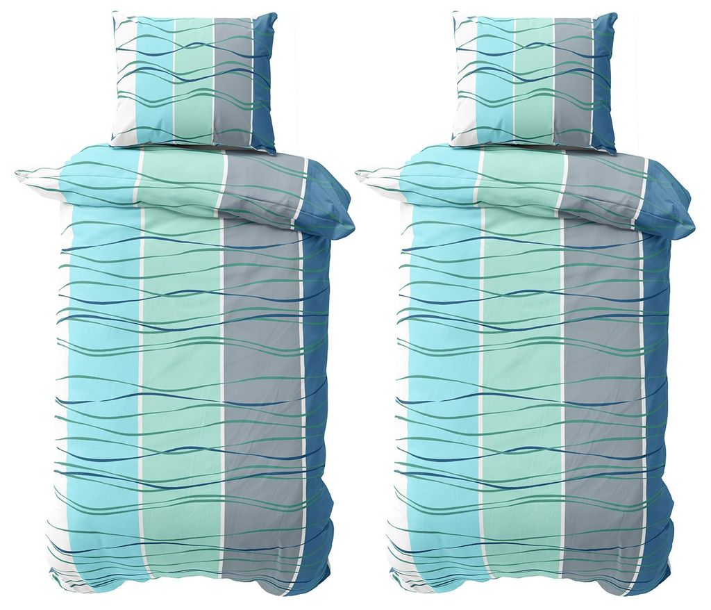 Mikrofaser Bettwäsche Set 155x220 cm Bettbezug Petrol Blau Produktbild 
