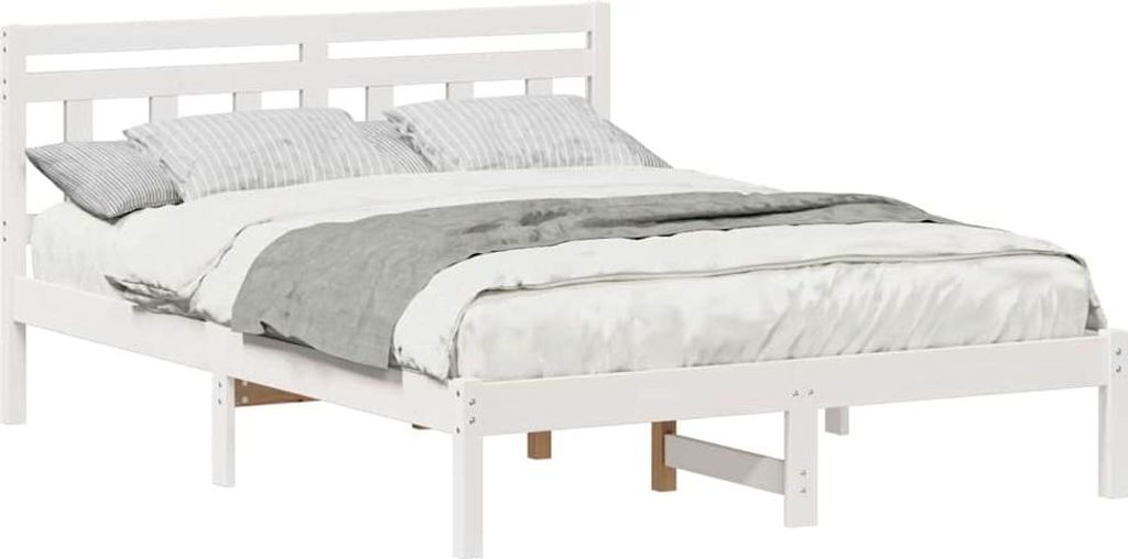 SYFAX Bettrahmen Weiß 120 x 200 cm Massives Kiefernholz