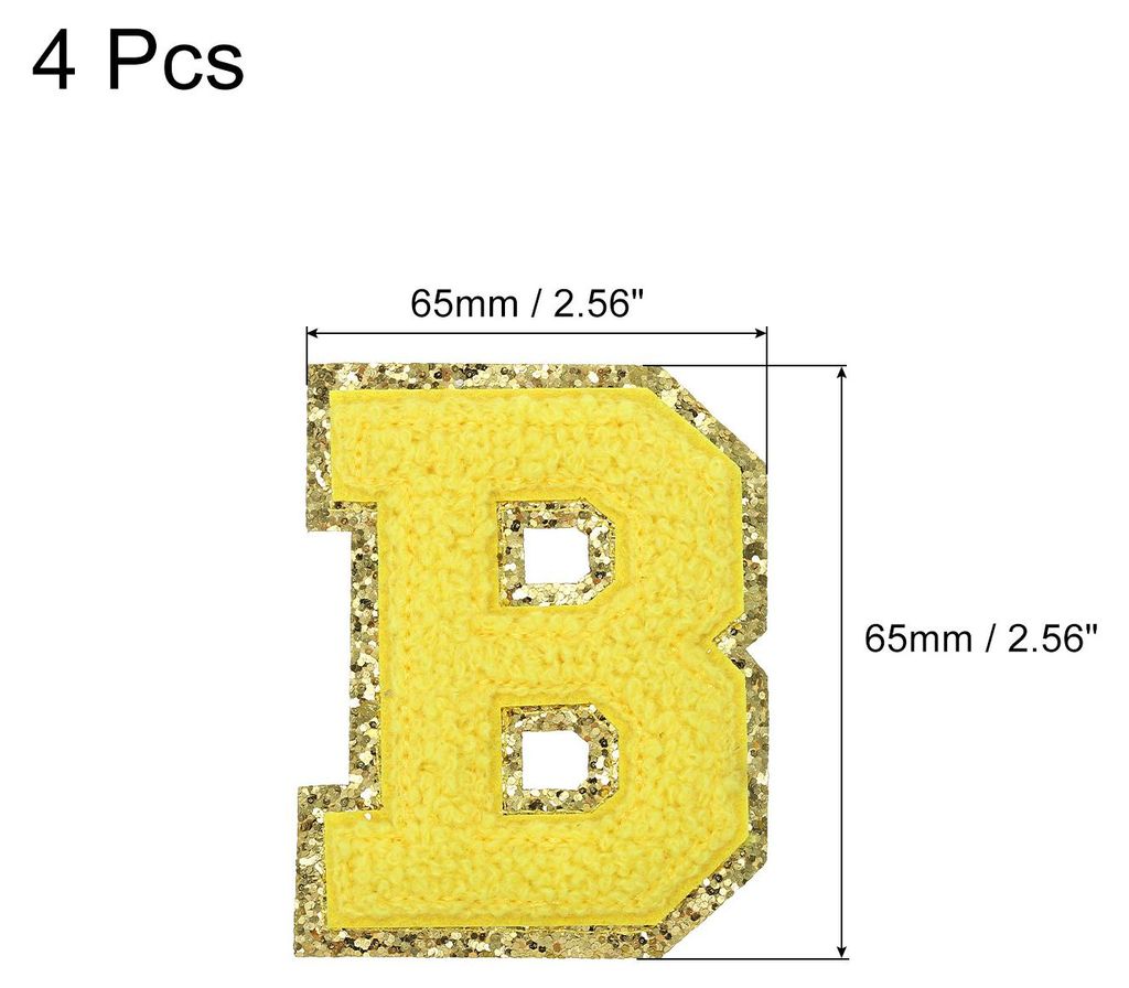 4Stš¹ck Aufbš¹gler Buchstaben Patches Gelb B Alphabet Dekorativ Reparatur Bestickte Aufn?her Chenille Alphabet Patches zum Aufbš¹geln fš¹r ...