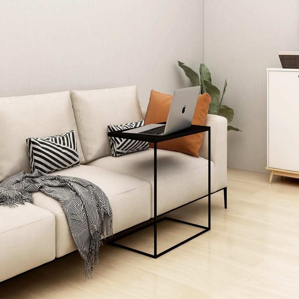 The Living Store Beistelltisch Schwarz 55x35x66 cm Holzwerkstoff