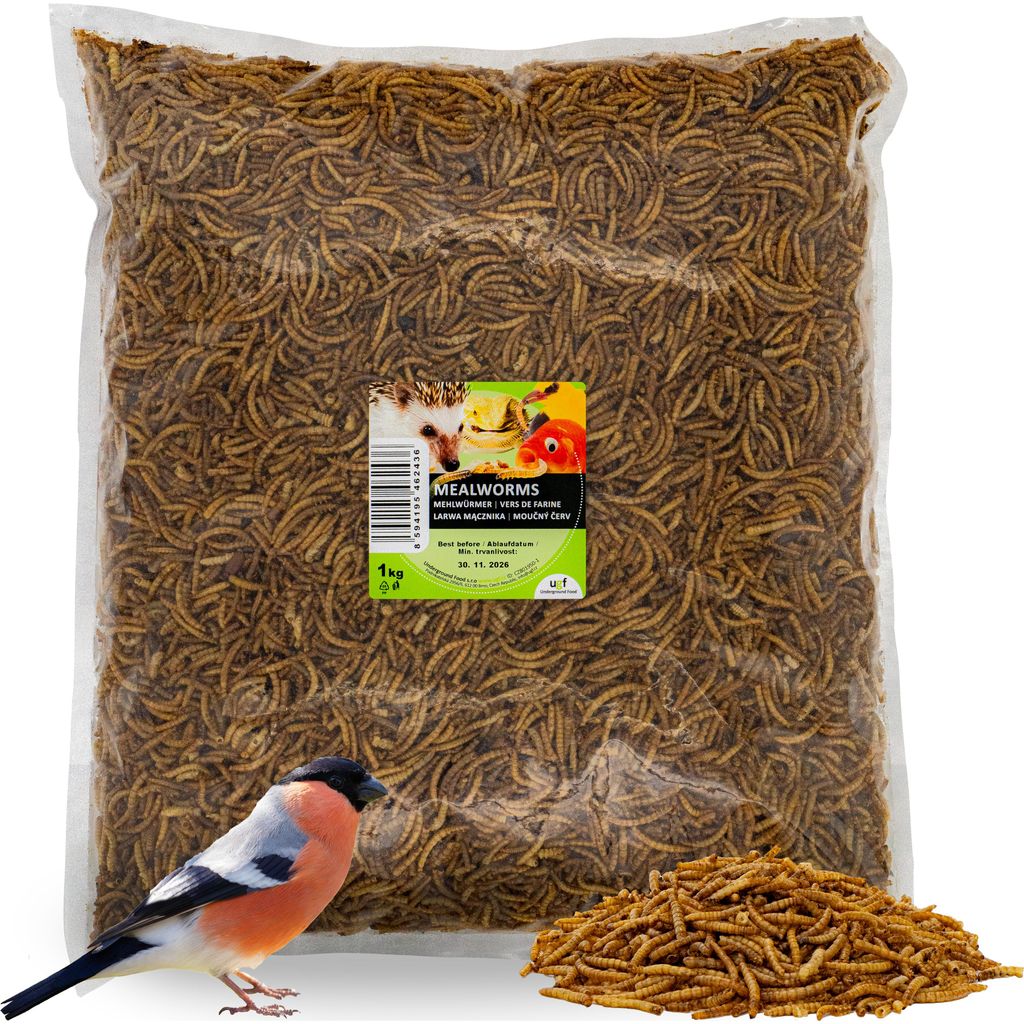 UGF Premium Mehlwürmer getrocknet 1 Kg, Insekten Snacks für Produktbild 