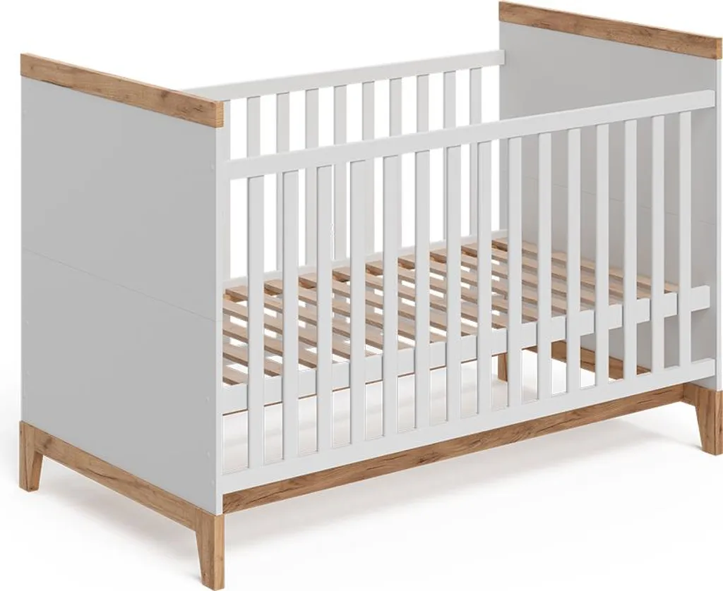 Lit bébé Vitalispa Malia Blanc et Artisan 70x140 cm - Modèle 58331