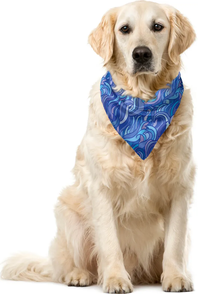 Bandana Sportiva per Cani ABAKUHAUS 55cm - Onde Blu Antimacchia