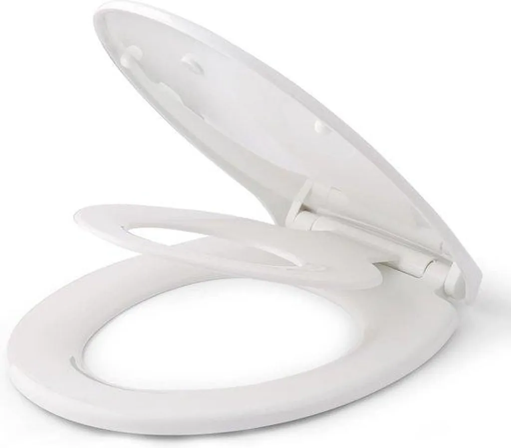 Abattant WC en PP blanc forme O avec réhausseur enfant soft-close 55mm