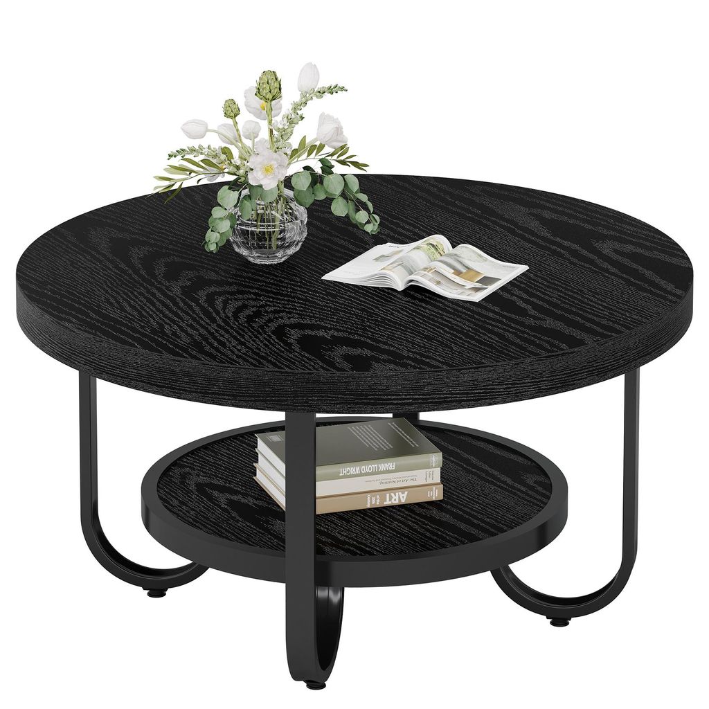 Tribesigns Table basse ronde, table basse industrielle à 2 Image du produit 