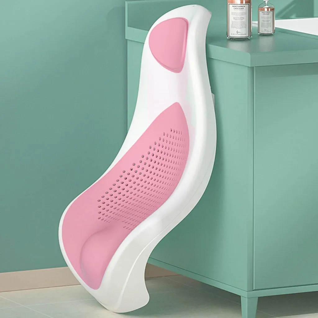 Transat de bain pour bébé pliable et ergonomique en silicone rose