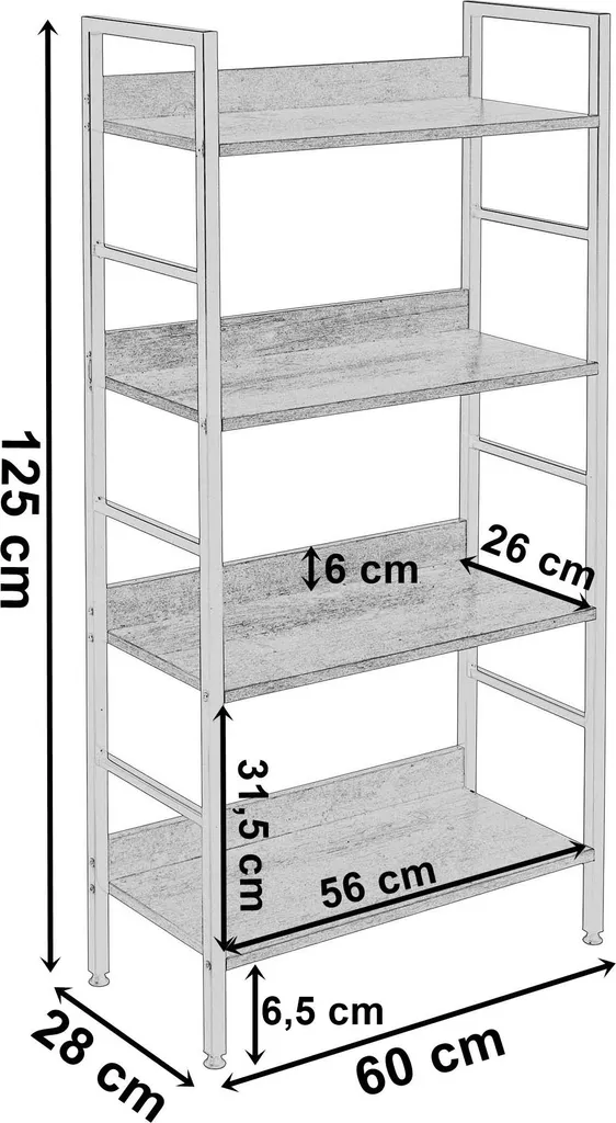 Bibliothèque Varberg Craft bois et métal 5 niveaux pour salon et bureau - 2