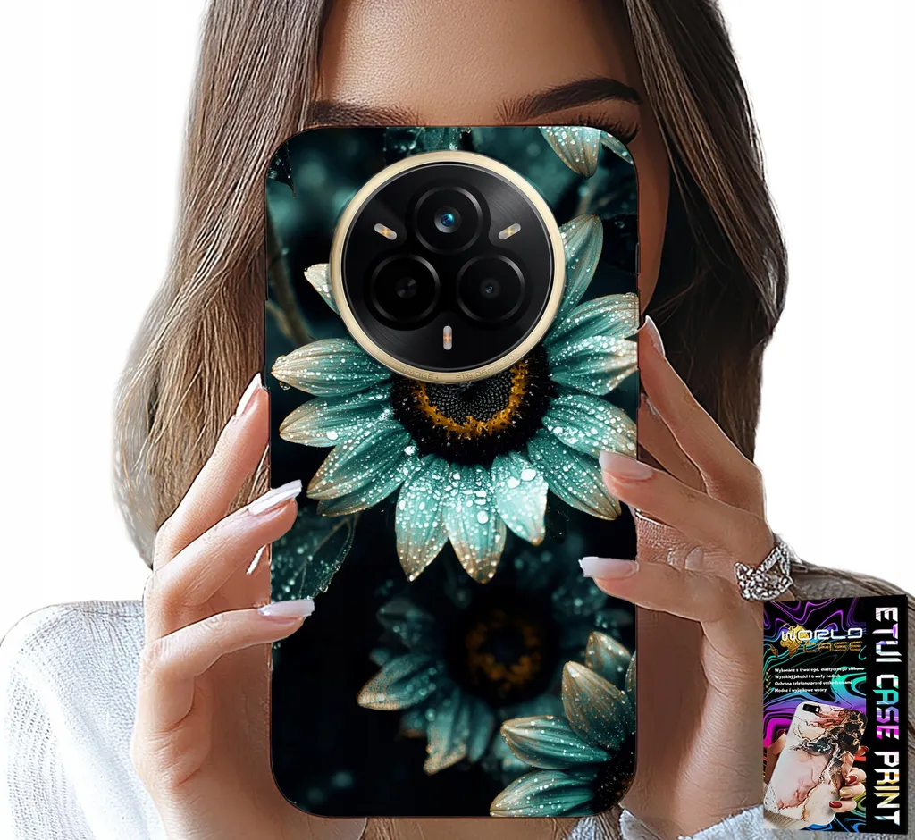 Cover Floreale Realme 14 Pro 5G Gerbera Blu - Design Esclusivo + Film