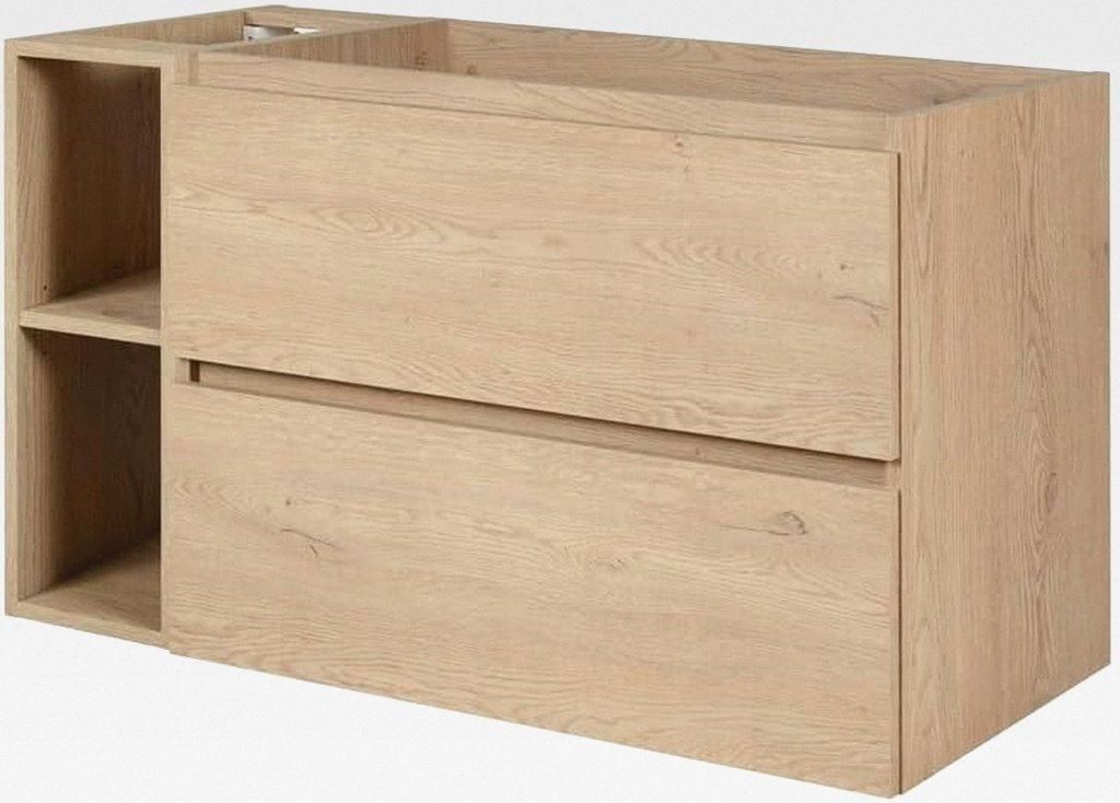 Rodan Waschbeckenunterschrank Helle Eiche - Badezimmer Unterschrank - ABS Kanten Schutz - Hängend, Elegantes Design, Platzsparend - Badunterschran...
