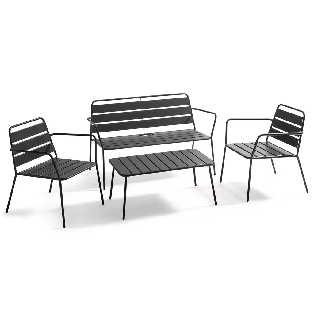 Table basse de jardin rectangulaire en métal gris anthracite Palavas