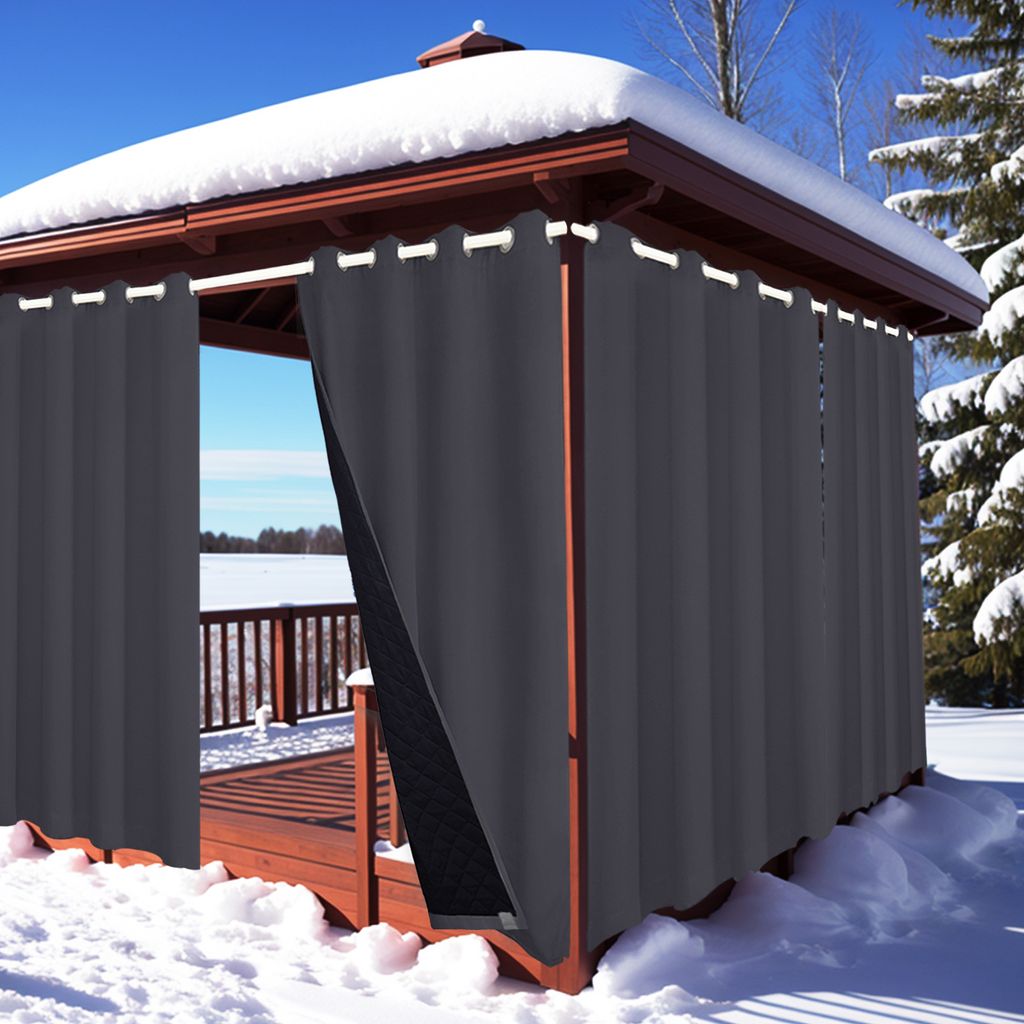 1x Outdoor Vorhang Grau Wetterfest Mit Ösen Gardinen Produktbild 6
