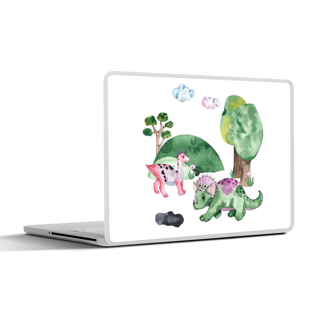 MuchoWow Laptop Aufkleber Sticker Cover Kinderzimmer - Zeichnung - Dinosaurier - Jungen - Mädchen - Kinder 30x22 cm - Laptop-Sticker