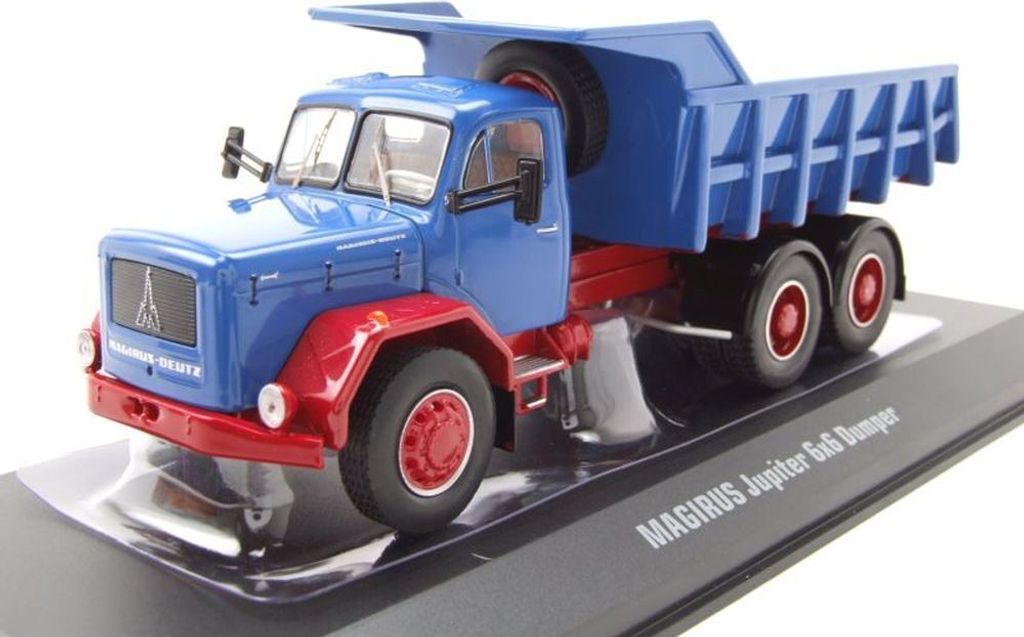 Ixo Models TRUD004 Magirus Jupiter 6X6 Muldenkipper blau rot 1:43
