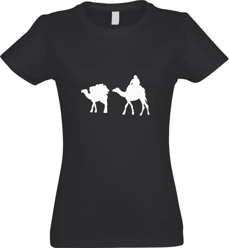 Kiwistar - T-Shirt tailliert - Damen - Graphit - Karawane - Kamele - Wüste - mit Motiv Bedruckt - Funshirt Design - Sport - Freizeit - Damen - L