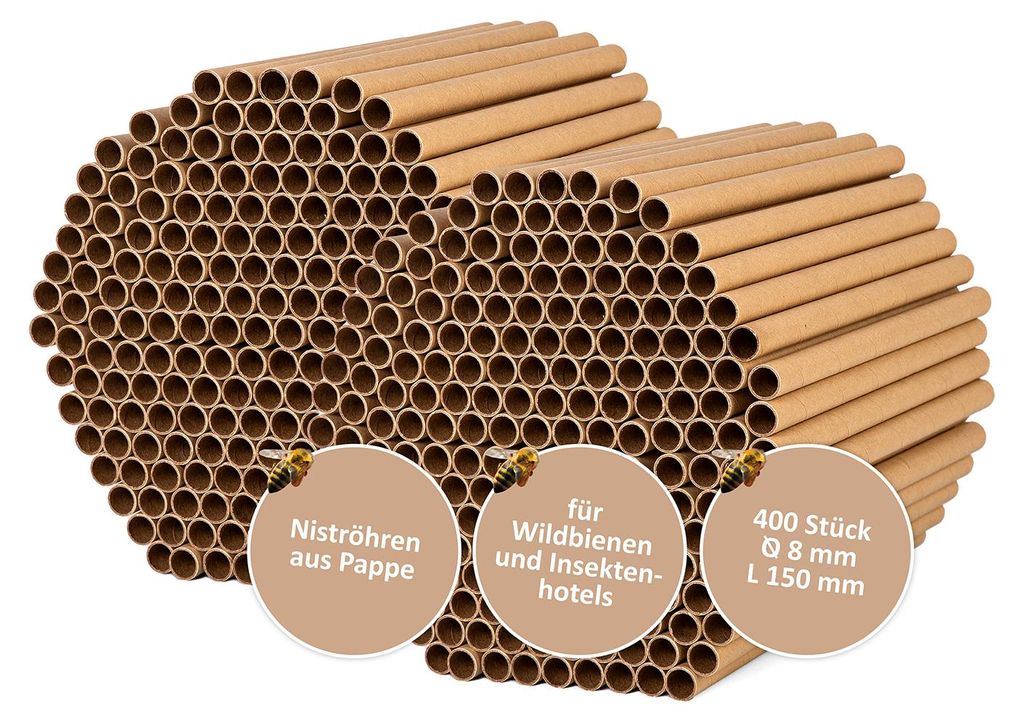 400 Pappröhrchen für Bienenhotel Ø 8 mm  zum Basteln und Produktbild 