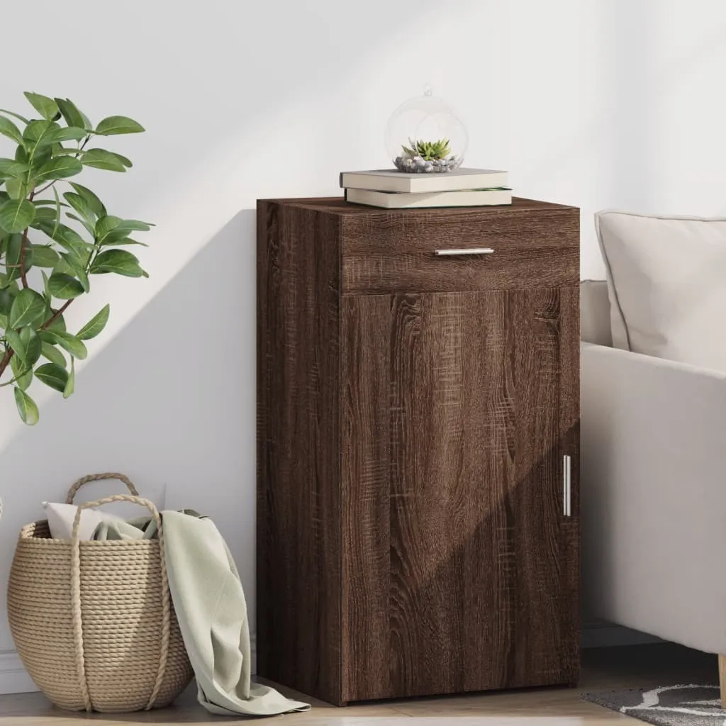 Best Möbel Credenza Legno e Vetro 50x42,5x93 cm Rovere Marrone