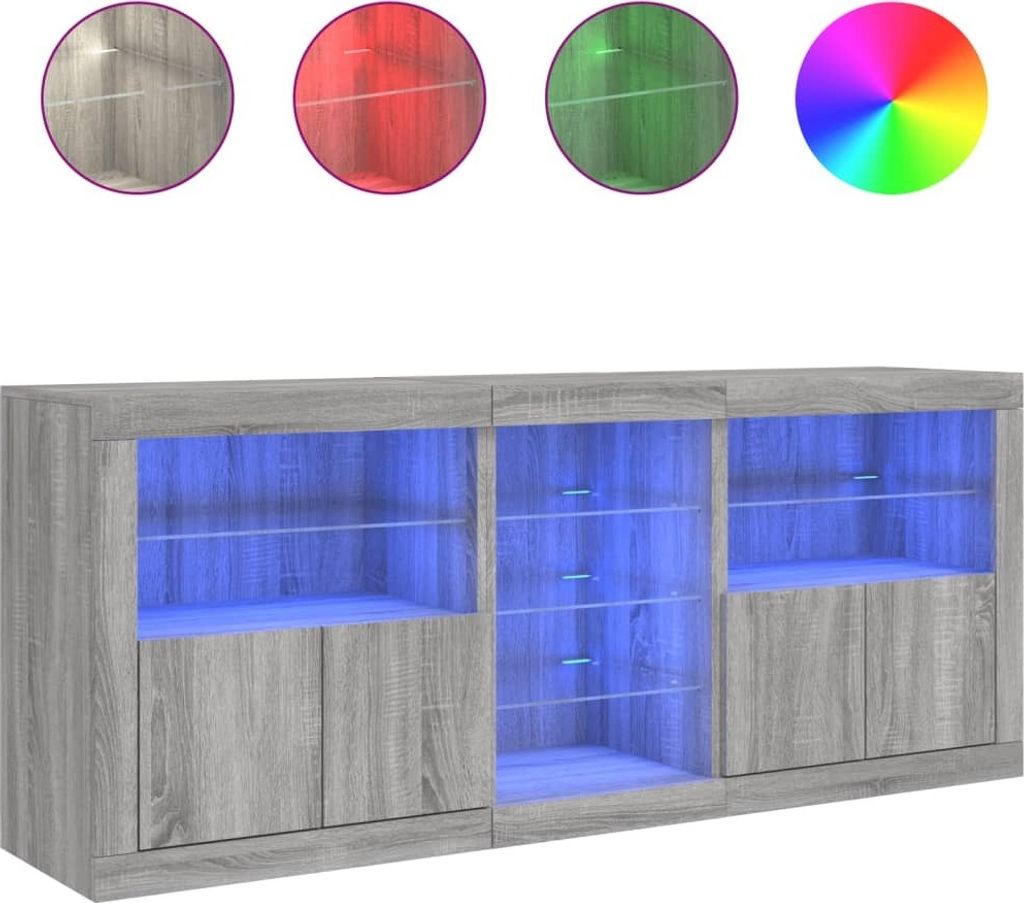 Sideboard mit LED-Leuchten Grau Sonoma 162x37x67 cm