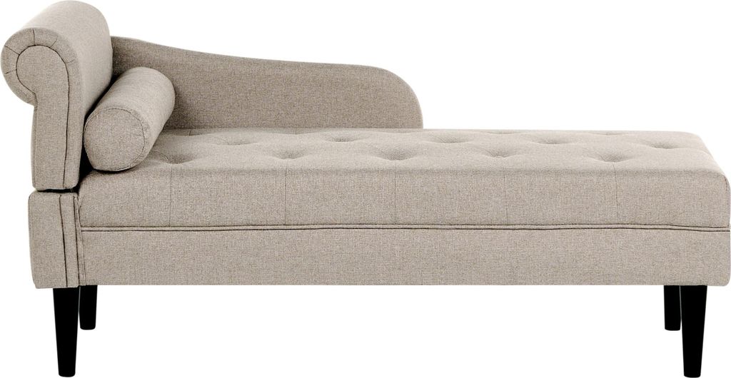 BELIANI Chaiselongue Links Beige Stoff Gepolstert Gesteppt mit Kissen Holzbeinen Moderne Sofaliege Relaxliege Récamiere für Wohnzimmer Schlafzimmer