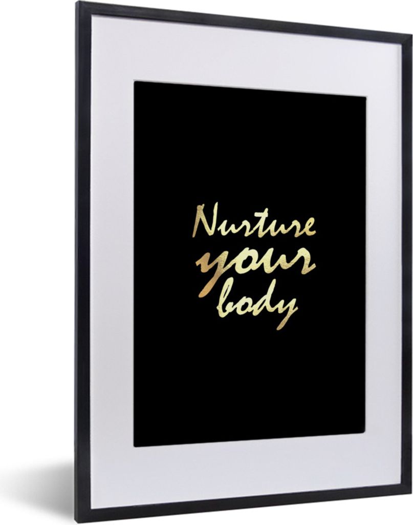 MuchoWow® Gerahmtes Poster Zitate - Gesund - Gold 30x40 cm Produktbild 