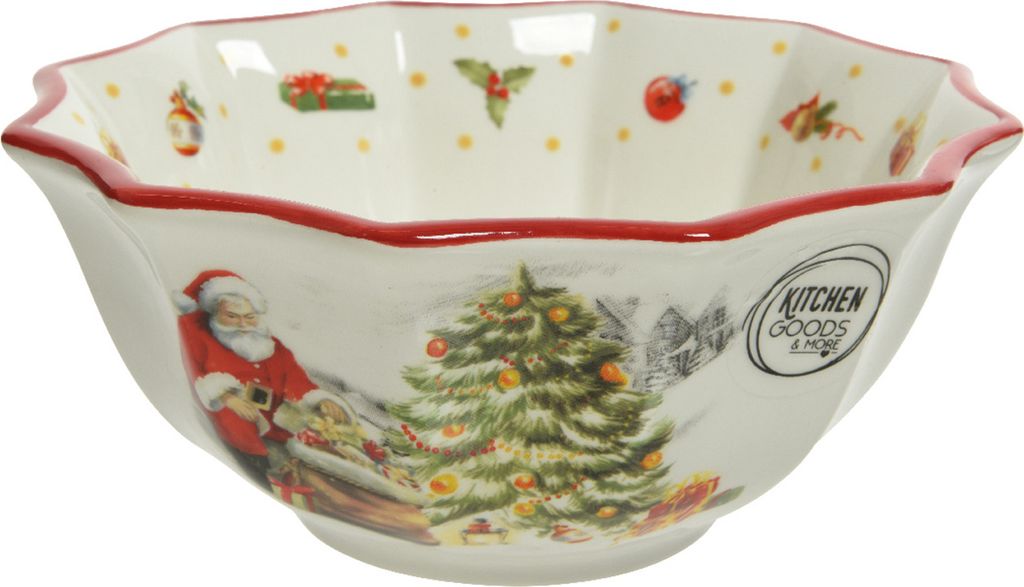 Müslischale mit Weihnachtsmann Motiv Keramik 15cm weiß / Produktbild 