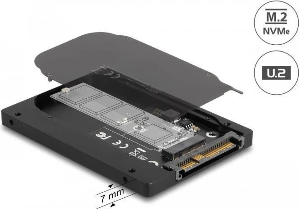 Delock Convertitore U.2 SFF-8639 per SSD M.2 NVMe - Spessore 7 mm